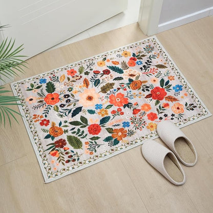 Rugcomf Door Mat Indoor Entrance 2x3 Rug Machine Washable Boho Floral Small - Image 6