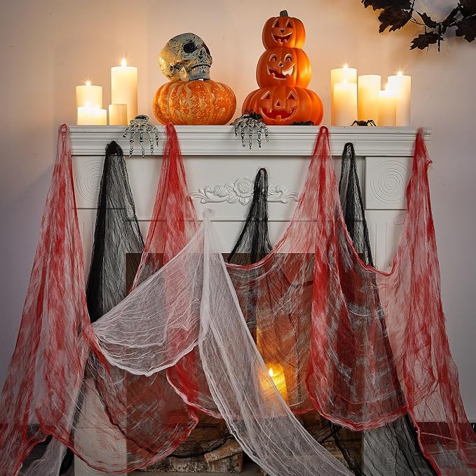 Boao Halloween Cheese cloth 85 x 197 Inch White Black and Bloody Cheesecloth - Image 4