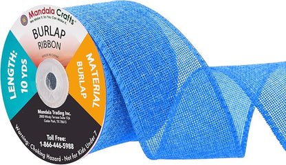 Mandala Crafts Sky Blue Burlap Ribbon 2.5 Inches Wide Jute Ribbons by MandalaCrafts