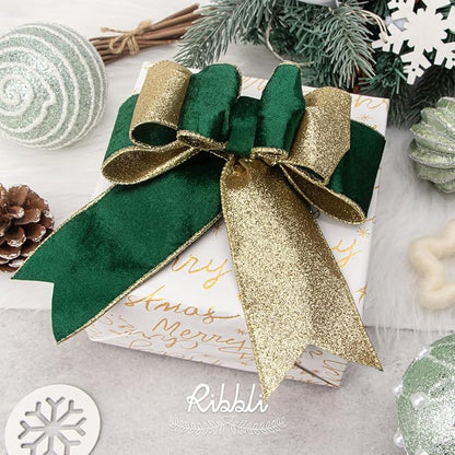 Ribbli Forest Green Velvet Wired Ribbon 2.5 Inch Green Velvet - Image 3