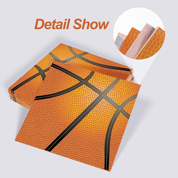Aodaer 48 Pieces Basketball Napkins 13 x 13 Inches Basketball Paper Napkins - Image 4