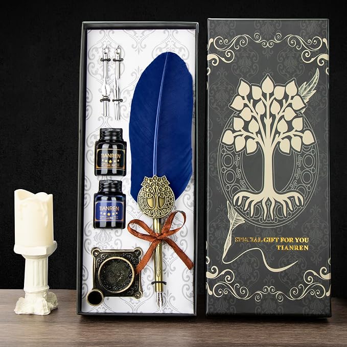 Quill pen ink set, Feather Pen and Ink Set, Antique Calligraphy Pen - Image 5