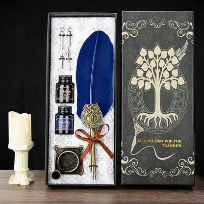 Quill pen ink set, Feather Pen and Ink Set, Antique Calligraphy Pen - Image 5