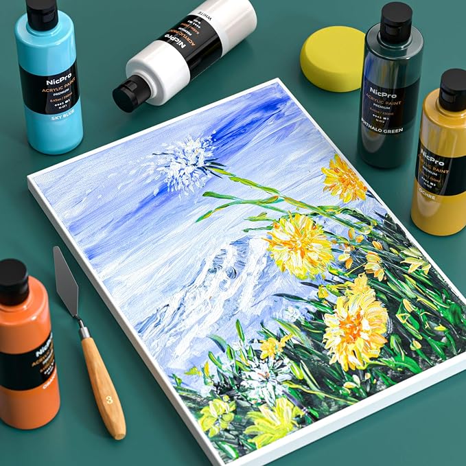 Nicpro 18 Colors Large Acrylic Paint Set, 8.45oz/250 ml Artist Painting - Image 4