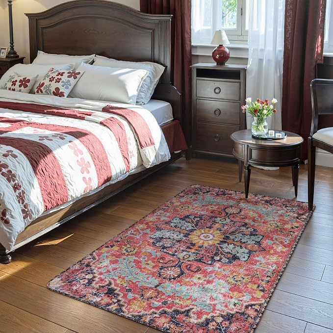 Lahome Bohemian Floral Medallion Area Rug - Image 2