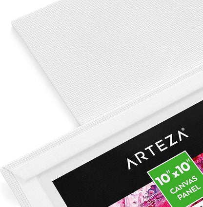 ARTEZA Canvas Boards for Painting, 10 x 10 Inches, Blank White Square Canvas - Image 4
