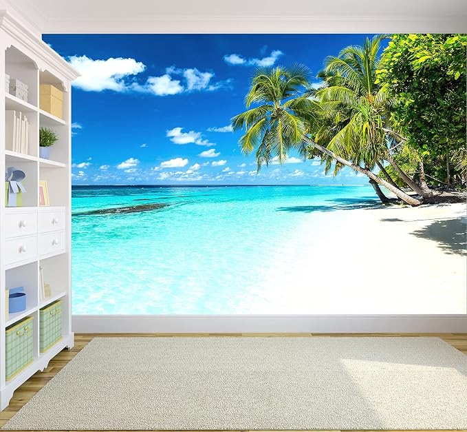Palm Tree Wall Mural Tropic Paradise Beach Seascape Murals Wallpaper - Image 5