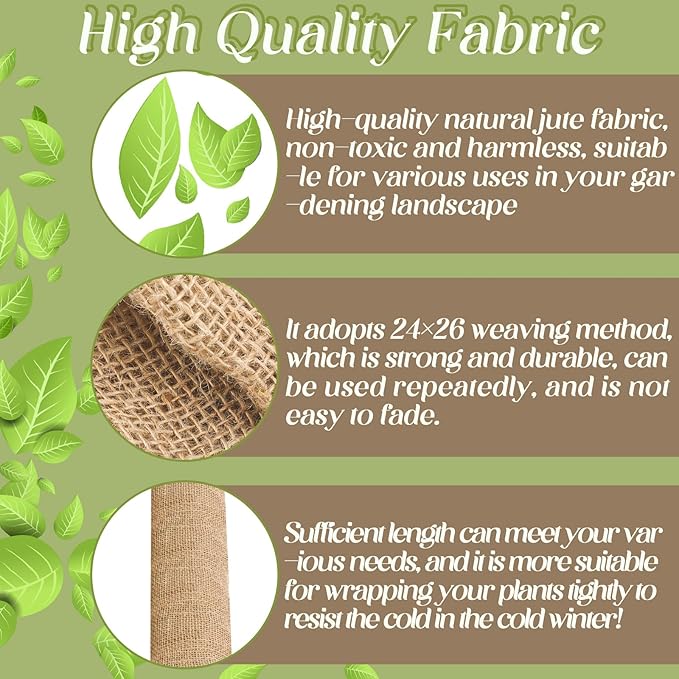 Buryeah 72 Inch x 33 ft Burlap Fabrics Roll Natural Jute Burlap Tree Wraps - Image 6