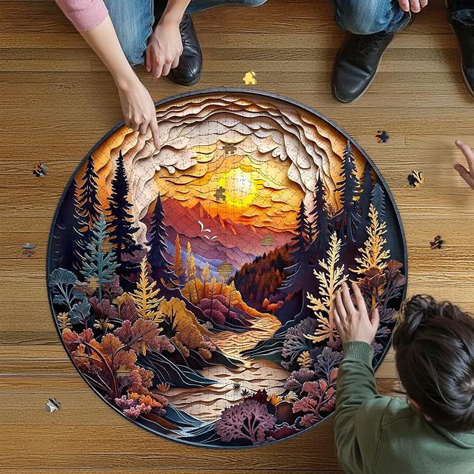 masseruon Round Puzzles for Adults 1000 Pieces-Naturelish Puzzle-26.6x26.6in - Image 3