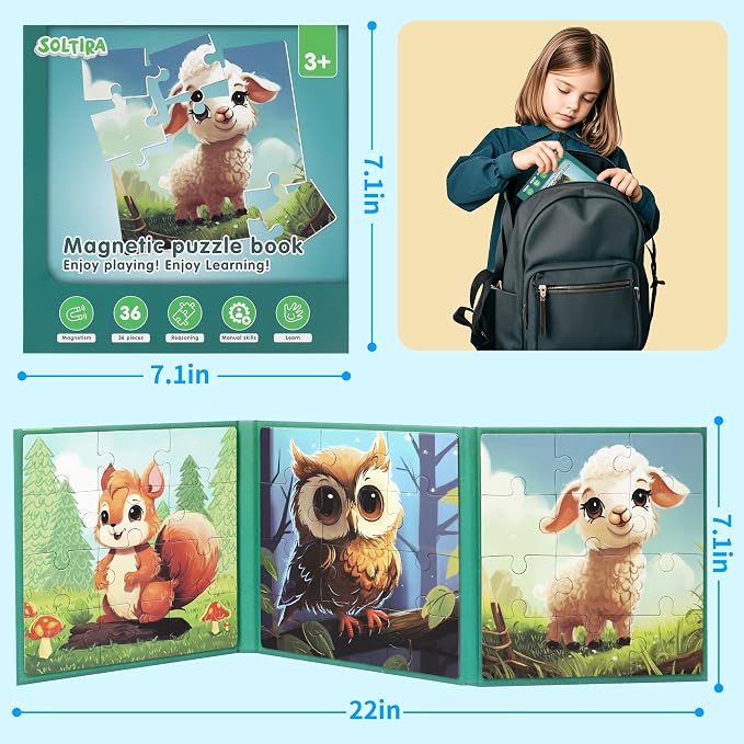 Puzzles for Kids Ages 3-5 2PK-72PCS-6 Animal Themes Magnetic Puzzles for Kids - Image 3