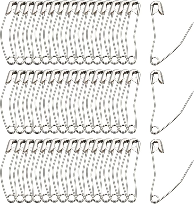 100Pcs Curved Safety Pins Size 3, Bent Safety Pins by Qjaiune