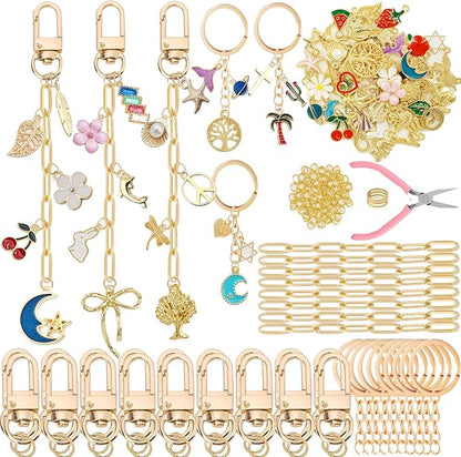 MORWLAT 358 PCS Gold DIY Keychain Making Kit Cute Bag Charm Kit 110 Charms 28 by MORWLAT