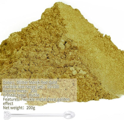 Mica Powder, 7.05OZ（200g）, Glitter Merck Red Gold Mica Powder Pigment - Image 2