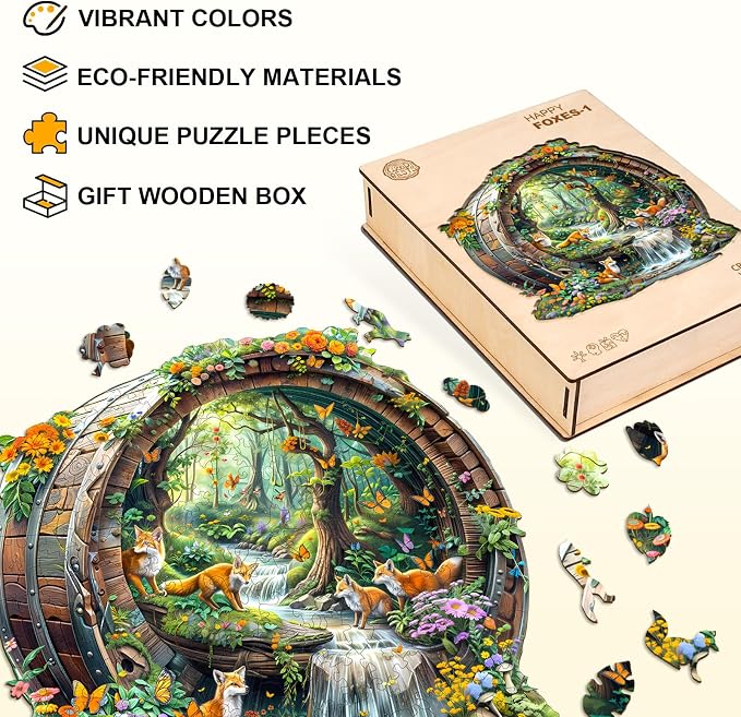 Wooden Puzzles for Adults, Fox Wooden Jigsaw Puzzle for Adults, Birthday Party - Image 3