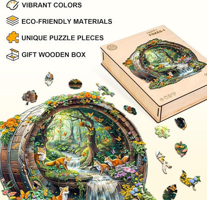 Wooden Puzzles for Adults, Fox Wooden Jigsaw Puzzle for Adults, 255 Piece - Image 2