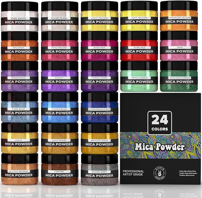 Pigment Powder for Epoxy Resin, 24 Pastel Colors, Mica Powder for Candle Dye by HippieCrafter