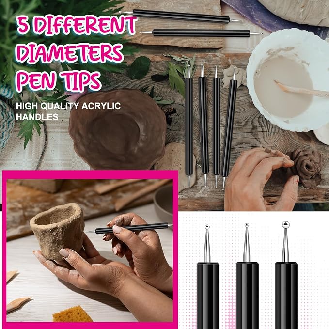 Ashmacdo 30 Pcs Dotting Tools for Painting, Ball Embossing Stylus for Transfer - Image 2