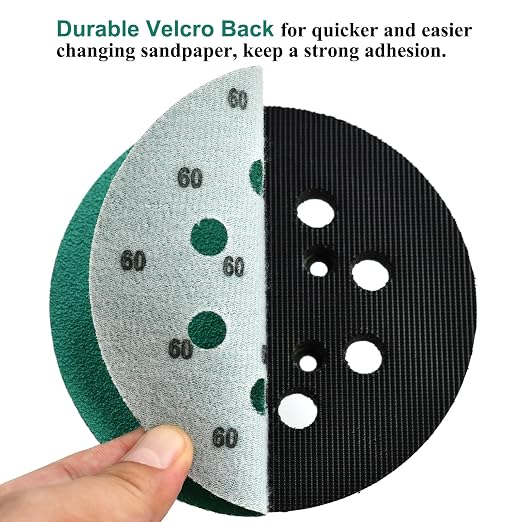 5-Inch 8-Hole Wet Dry Sanding Discs 60 Grit, Polyester Film Backed Heavy-Duty - Image 5