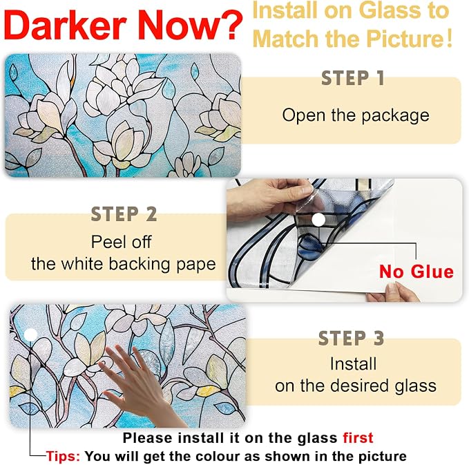 3D Stained Glass Window Privacy Film, Heat Control UV Blocking Static Cling - Image 4