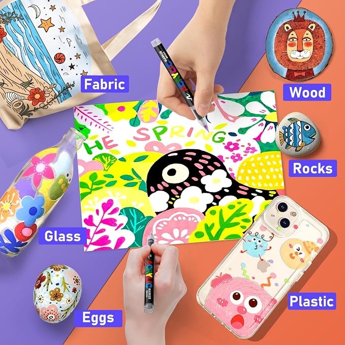 GOTIDEAL Acrylic Paint Markers, Brush Tip Waterproof Paint Pens acrylic markers - Image 8