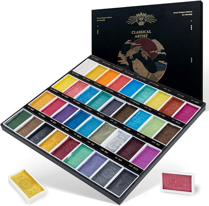 Paul Rubens Watercolor Paint Set, 36 Classical Glittery Colors Solid Paints by PaulRubens