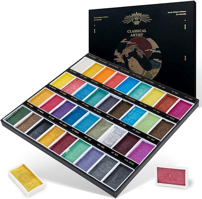 Paul Rubens Watercolor Paint Set, 36 Classical Glittery Colors Solid Paints - Image 9