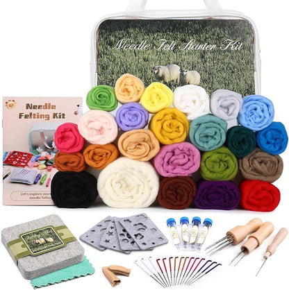 Mayboos Needle Felting Kit, 24 Colors Wool Roving Set, Needle Felting Kit by Mayboos