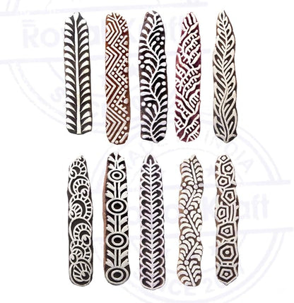 Mehndi Print Blocks Stylish Border Pattern Wooden Stamps Htag2156 - Image 2