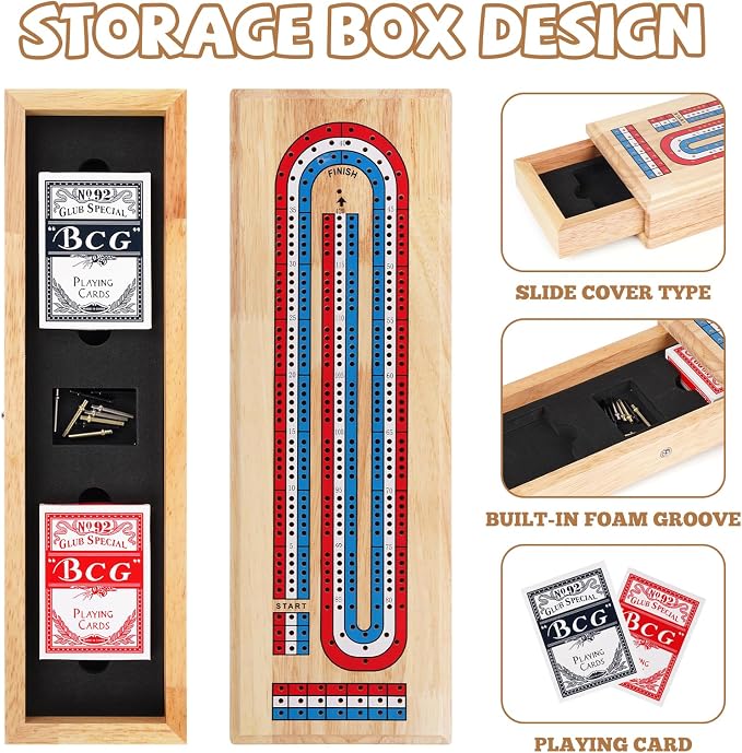 Wooden Cribbage Board Game Set - Image 2