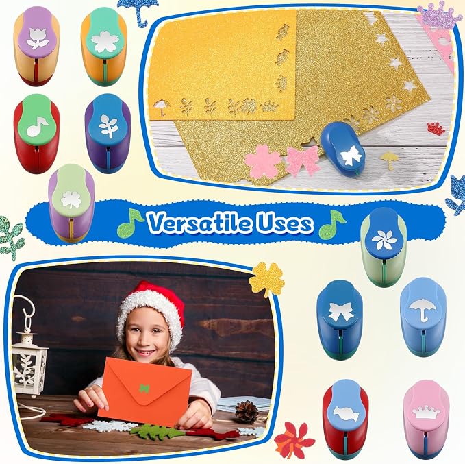 Harloon 10 Pcs Craft Hole Punch Shapes 1 Inch Paper Punch Hole Mix Shapes - Image 6