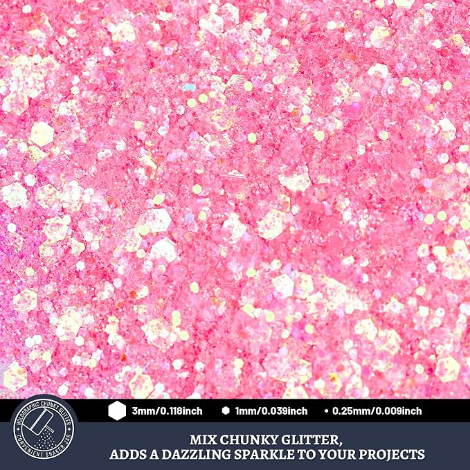LEOBRO Pink Glitter, 160g/5.64oz Pink Chunky Glitter - Image 3