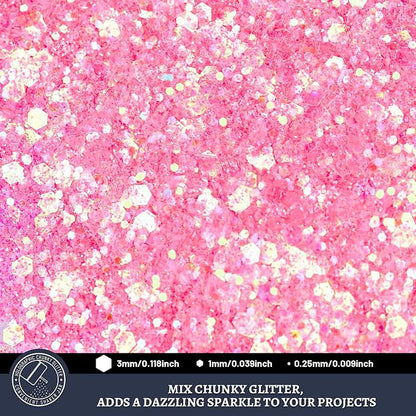 LEOBRO Pink Glitter, 160g/5.64oz Pink Chunky Glitter - Image 3
