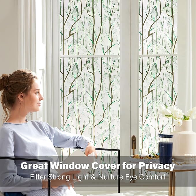 Donox Frosted Glass Window Film Heat Control UV Blocking, Static Cling Reusable - Image 2