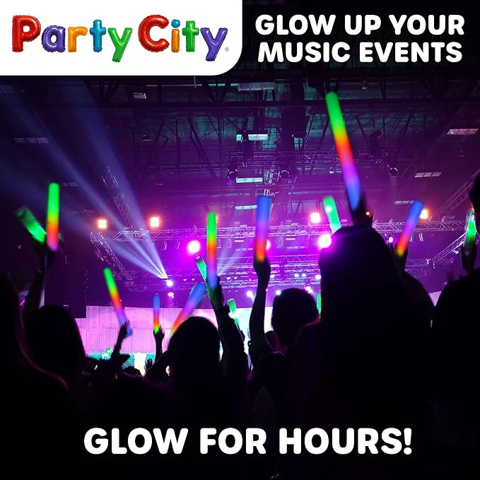 Party City 12pk LED Foam Glow Sticks 14”- Glow in the Dark Party Supplies Favors - Image 3
