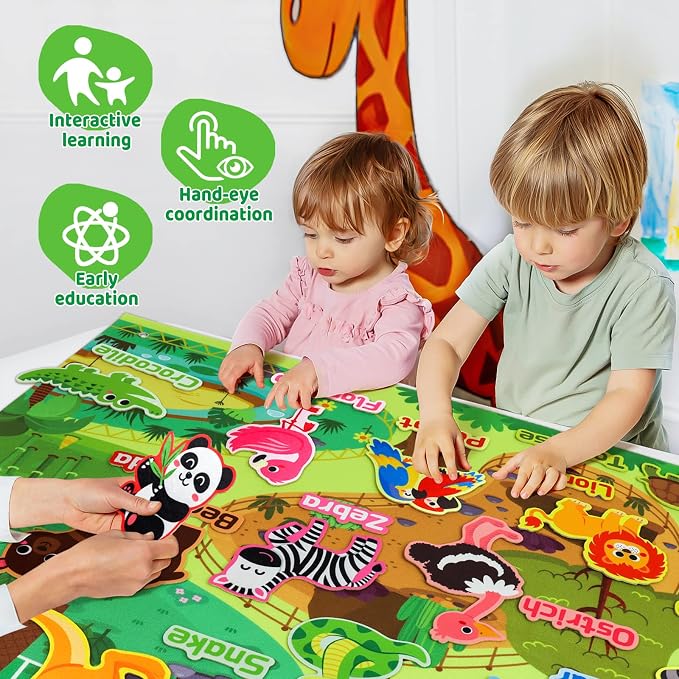 Taika 43x28 inch Zoo Animals Felt Story Board Set, Thicker Flannel Board - Image 3
