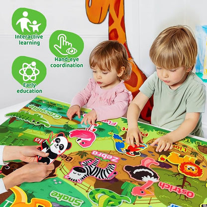 Taika 43x28 inch Zoo Animals Felt Story Board Set, Thicker Flannel Board - Image 3