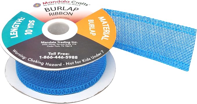 Mandala Crafts Sky Blue Burlap Ribbon 1.5 Inches Wide Jute Ribbons - Image 4
