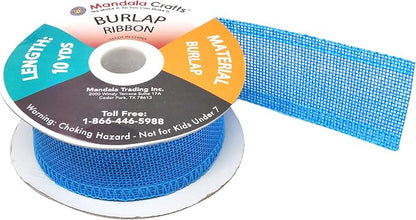 Mandala Crafts Sky Blue Burlap Ribbon 1.5 Inches Wide Jute Ribbons - Image 4