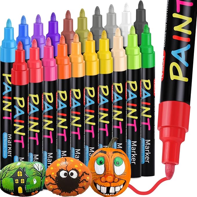 IVSUN Paint Pens Paint Markers, 20 Colors Oil-Based Waterproof Marker Pen Set by IVSUN