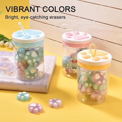 HILAZA 54Pcs Cat Paw Erasers for Kids, Fluorescent erasers, Kawaii Jelly Pencil - Image 4