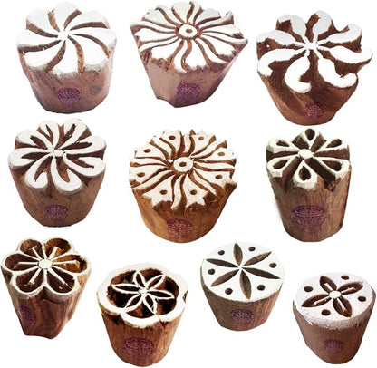 Fabric Wood Stamps Artistic Small Round Design Printing Blocks Htag2151 by RoyalKraft