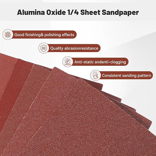 1/4 Sandpaper Sheet, 4-1/2"*5-1/2" Assorted 60-80-120-180-240 - Image 6