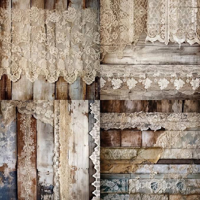 Vintage Lace & Wood Scrapbook Paper Pad 6x6, Single-Sided, 12 Designs, 24 Sheets - Image 4