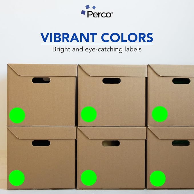 Perco Fluorescent Green 3-Inch Round Circle Dot Sticker Labels - Image 7