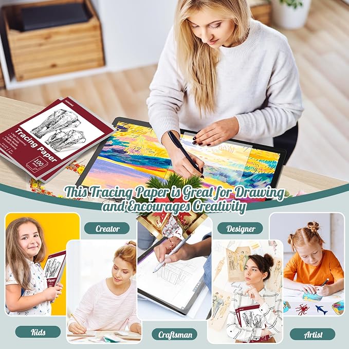 Tracing Paper 9x12 inch, 100 Sheets Transparent Vellum Paper - Image 6