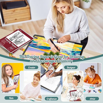 Tracing Paper 9x12 inch, 100 Sheets Transparent Vellum Paper - Image 6