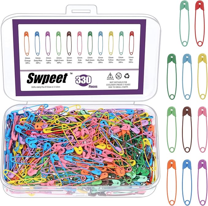 Swpeet 440Pcs 32mm/ 1.26 Inch Colorful Safety Pins Assortment Kit, Rust by Swpeet