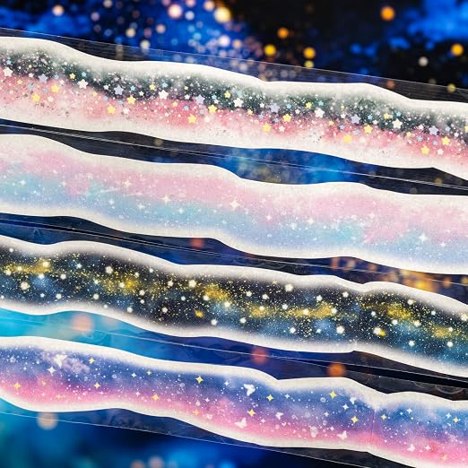 Galaxy-Themed Washi Tape Set, 4 Rolls of Decorative Glitter Tapes - Image 8