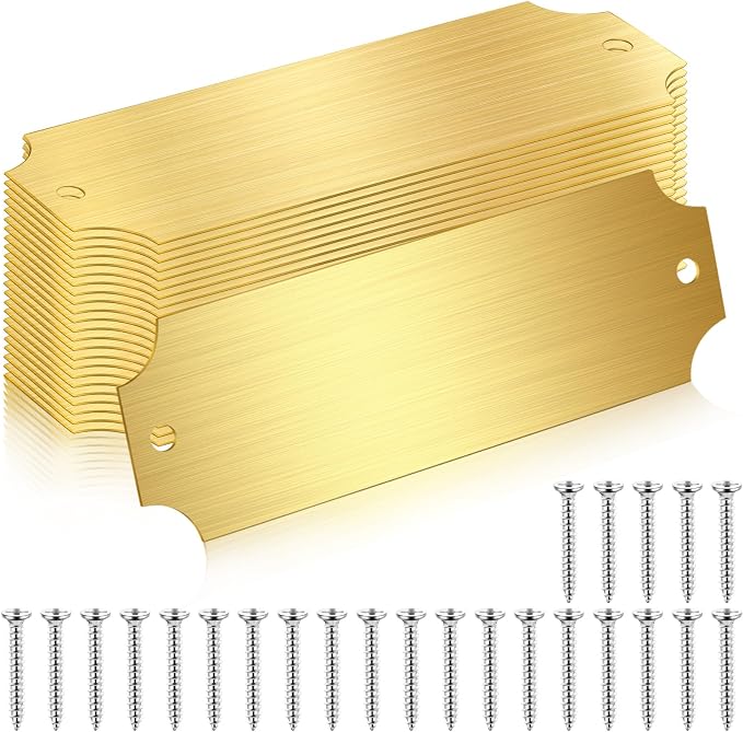 24 Pcs Personalized Name Plates Laser Engraved 1" x 3" Solid Brushed Metal by Yaocom