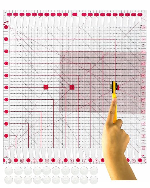 Quilting Ruler for Precise Fabric Cutting 11.5" x 10.5" Quilt Rulers Quilting by Karpoulra